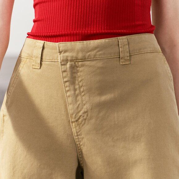 Women's Zara Asymmetrical Waist Crossover Chino Trousers Tan Size S - Picture 5 of 7